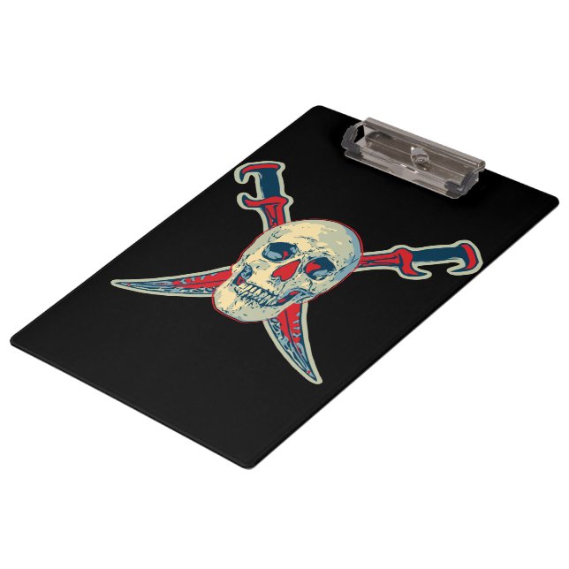 Pirate (Skull) - Zwischenablage Klemmbrett (Schrägansicht)