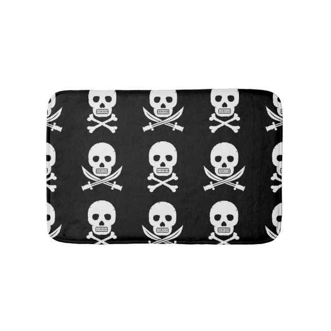Pirate Skulls Crossbones Nahtloses Muster Badematte (Vorderseite)