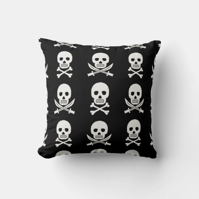 Pirate Skulls Crossbones Nahtloses Muster Kissen (Vorderseite)