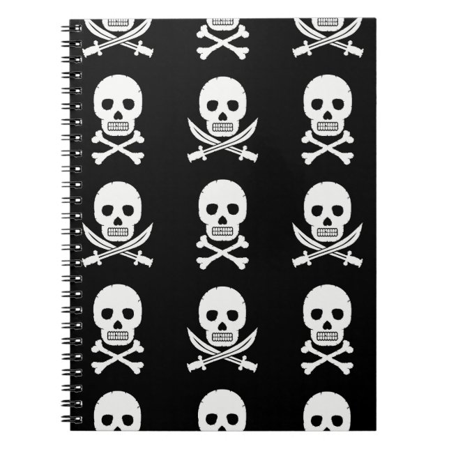 Pirate Skulls Crossbones Nahtloses Muster Notizblock (Vorderseite)