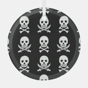 Pirate Skulls Crossbones Nahtloses Muster Ornament Aus Glas