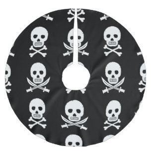 Pirate Skulls Crossbones Nahtloses Muster Polyester Weihnachtsbaumdecke