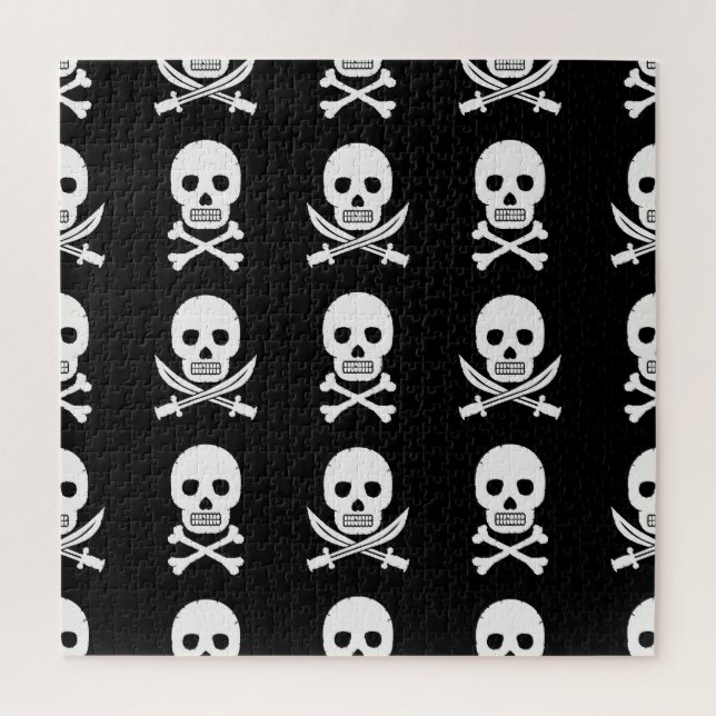 Pirate Skulls Crossbones Nahtloses Muster Puzzle (Vertikal)