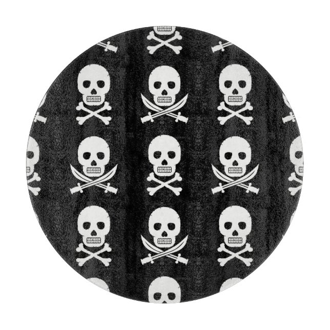 Pirate Skulls Crossbones Nahtloses Muster Schneidebrett (Vorderseite)