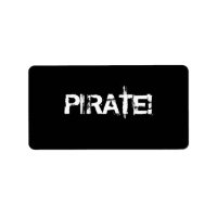 PIRATE! Slogan in grunge Schriftart. Schwarz und W