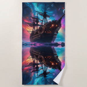 Pirate SpaceShip Landungen auf einem anderen Plane Strandtuch