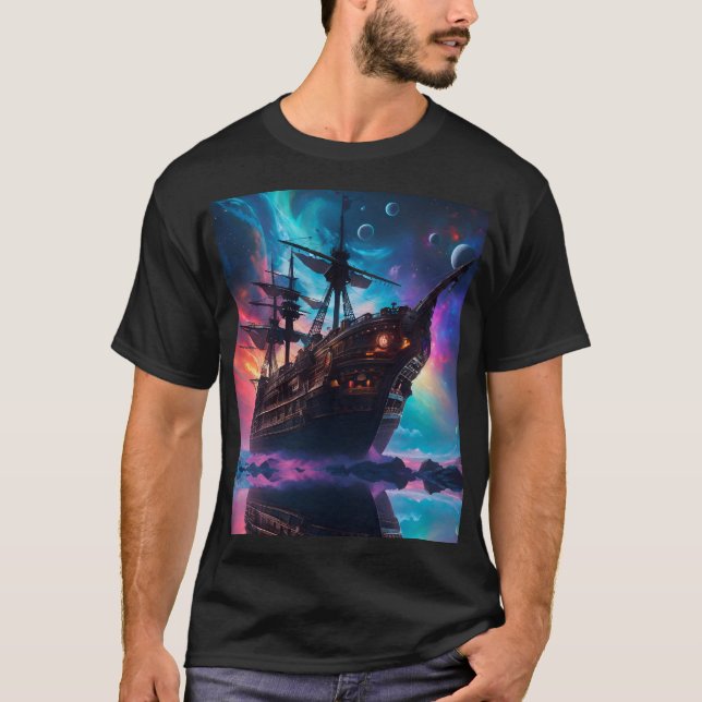 Pirate SpaceShip Landungen auf einem anderen Plane T-Shirt (Vorderseite)