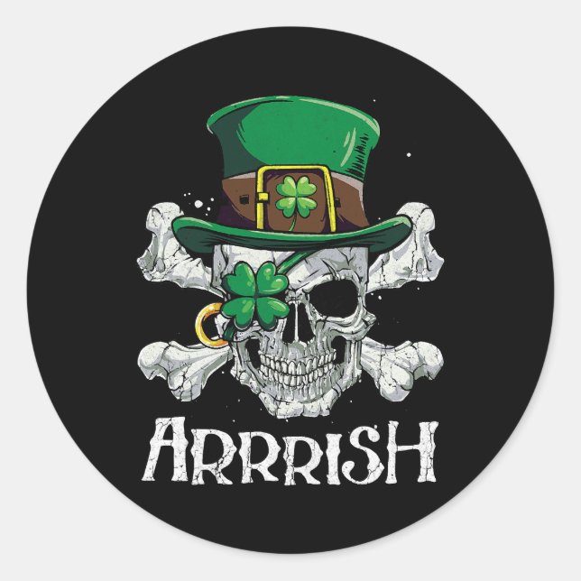 Pirate St Patricks Day Arrrish Leprechaun Männer Runder Aufkleber (Vorderseite)