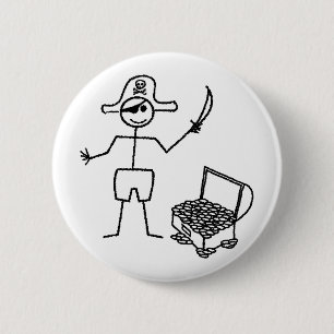 Pirate Stickman mit Schatztruhe Button