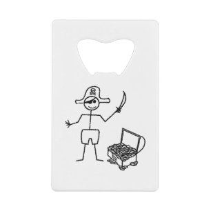 Pirate Stickman mit Schatztruhe Geldbeutel Flaschenöffner