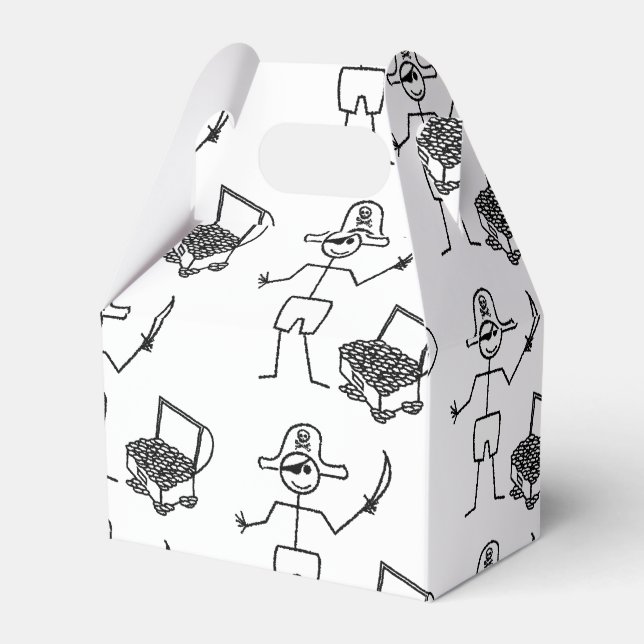 Pirate Stickman mit Schatztruhe Geschenkschachtel (Vorderseite)