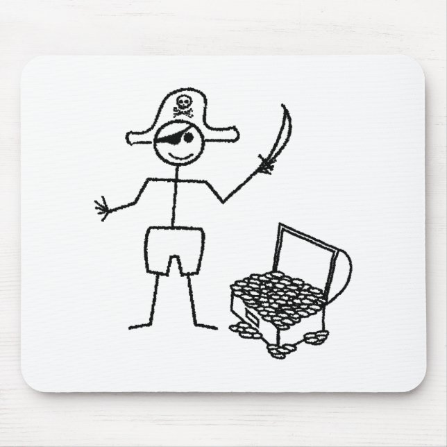Pirate Stickman mit Schatztruhe Mousepad (Vorne)
