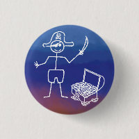 Pirate Stickman mit Schatztruhe Wasserfarbe