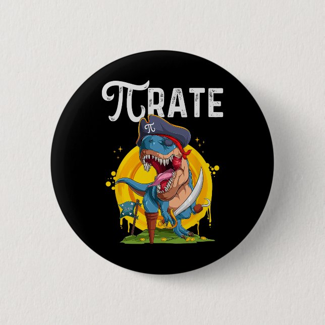 Pirate T-rex Pi Rate Dino Pi Rate Math Geek Funny  Button (Vorderseite)