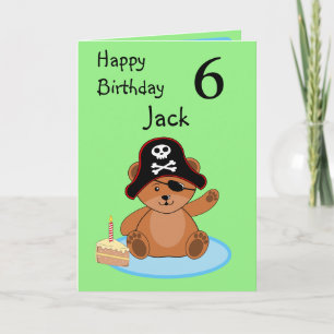 Pirate Teddy Bear Happy Birthday Grußkarte Karte