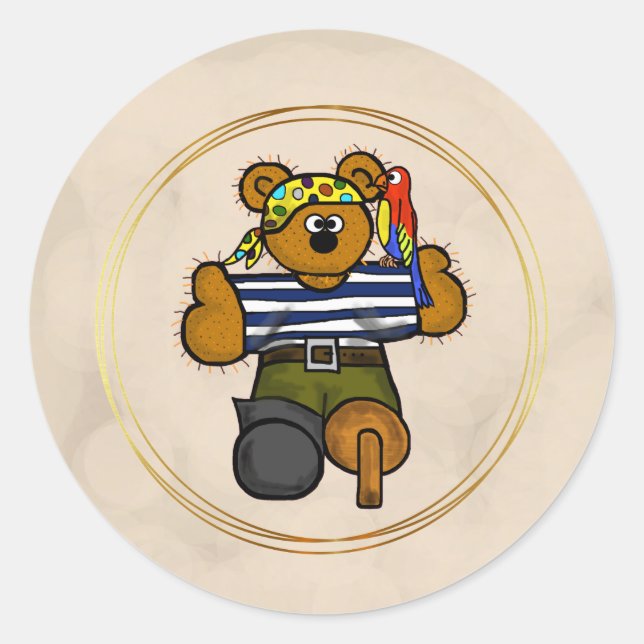 Pirate Teddy Bear Stickers (Vorderseite)