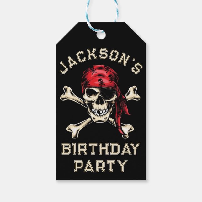Pirate Thema Party Adult Salty Pirate Skull Black Geschenkanhänger (Vorderseite)