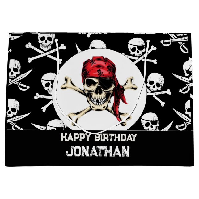 Pirate Thema Party Adult Salty Pirates Skull Große Geschenktüte (Vorderseite)