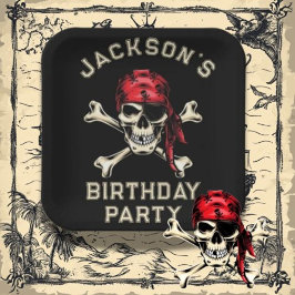 Pirate Thema Party Adult Salty Skull Black 2 Pappteller