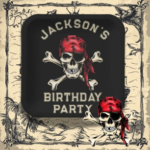 Pirate Thema Party Adult Salty Skull Black 2 Pappteller