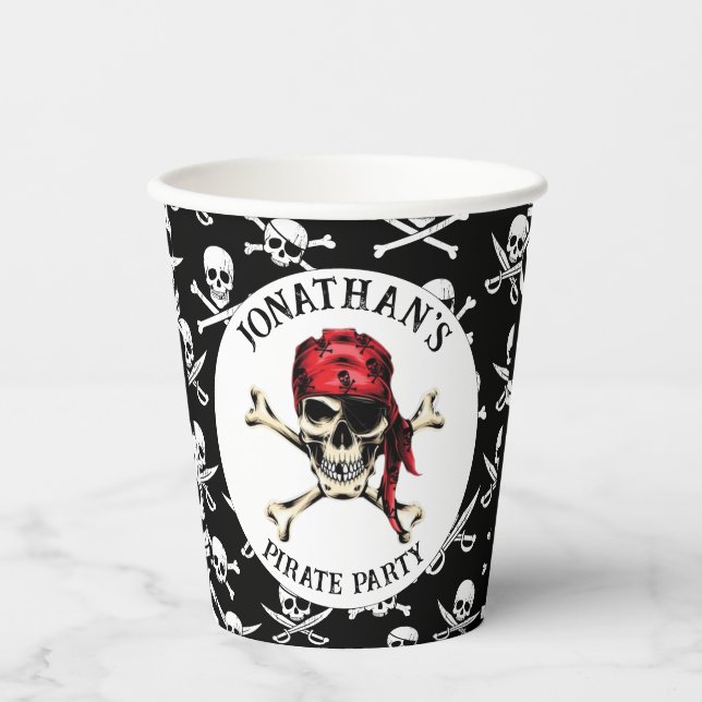 Pirate Thema Party Adult Salty Skull Pappbecher (Vorderseite)