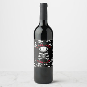 Pirate Thema Party Adult Schiff Skull Black Weinetikett