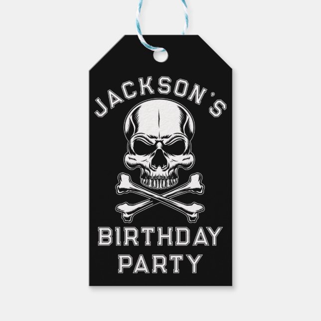 Pirate Thema Party Adult Schiff's Skull Black Geschenkanhänger (Vorderseite)