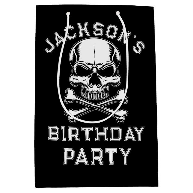 Pirate Thema Party Adult Schiff's Skull Black Mittlere Geschenktüte (Vorderseite)