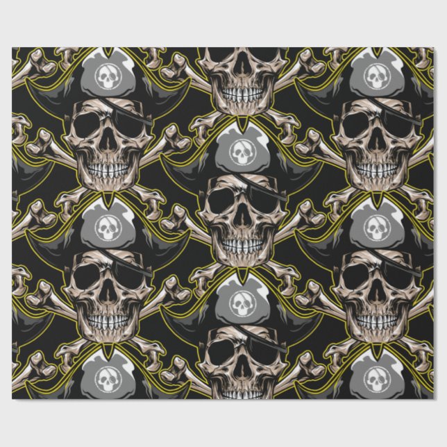 Pirate Thema Party Adult Skulls Geschenkpapier (Flach)