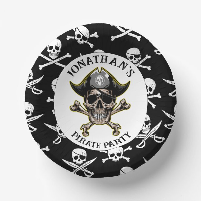 Pirate Thema Party Erwachsene Skull.Cross Bones Pappteller (Vorderseite)