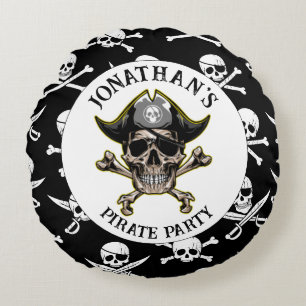Pirate Thema Party Erwachsene Skull.Cross Bones Rundes Kissen