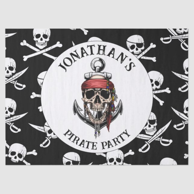 Pirate Thema Party Erwachsene Skull. NAUTISCH Seidenpapier (Vorderseite)