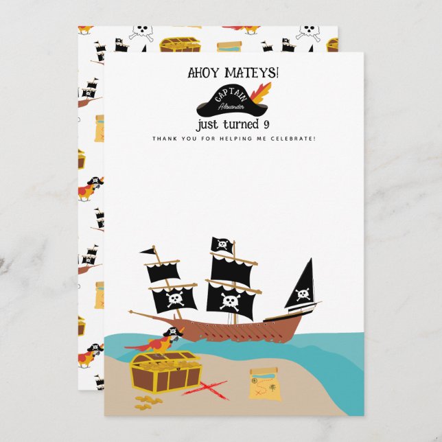 Pirate Theme Birthday Party Danke (Vorne/Hinten)