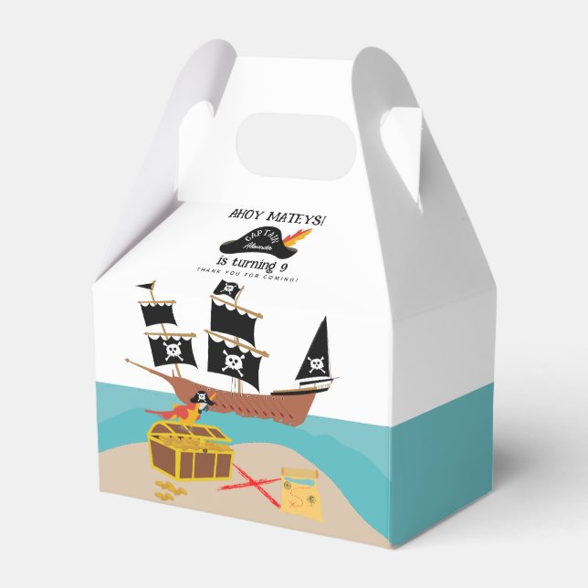 Pirate Theme Birthday Party Danke Geschenkschachtel (Vorderseite)