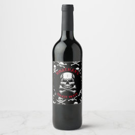 Pirate theme Party Adult Ship Skull  Black Weinetikett