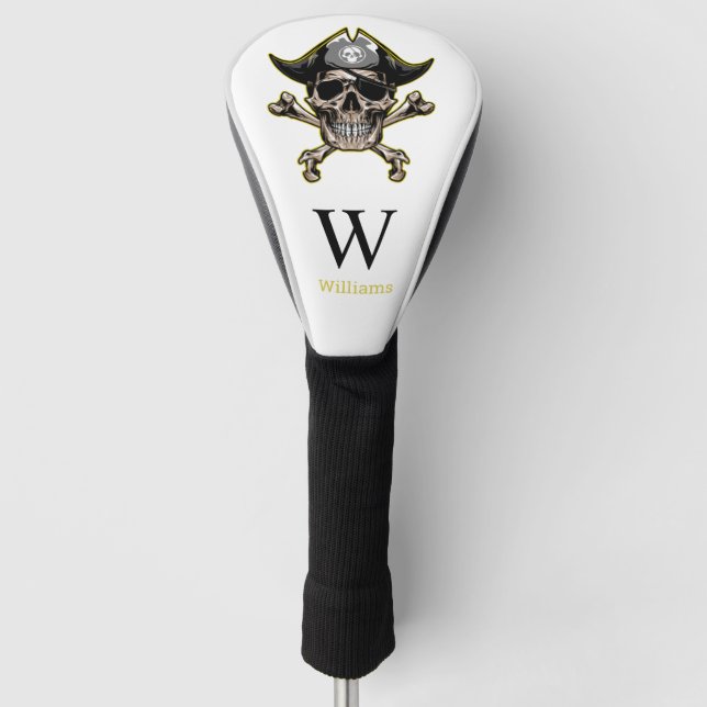 Pirate theme Party Adult Skull Monogram   Golf Headcover (Vorderseite)
