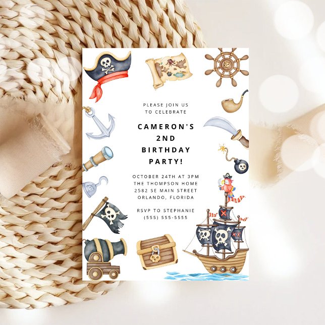 Pirate Themed Birthday Party Invitation Einladung (Von Creator hochgeladen)