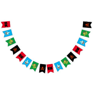 Pirate themed fun buntu / skull & crossbones wimpelkette