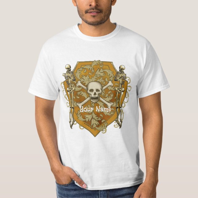Pirate-Totenkopf-Schild T-Shirt (Vorderseite)