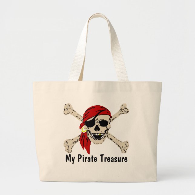 Pirate Treasure Bag, Text bearbeiten Jumbo Stoffbeutel (Vorne)