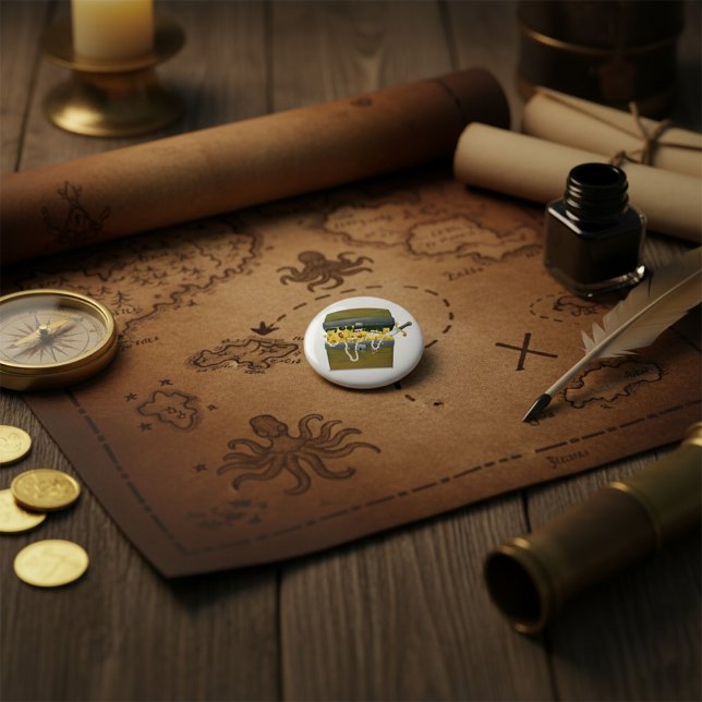 Pirate Treasure Chest with Jewels and Sword Button (Von Creator hochgeladen)