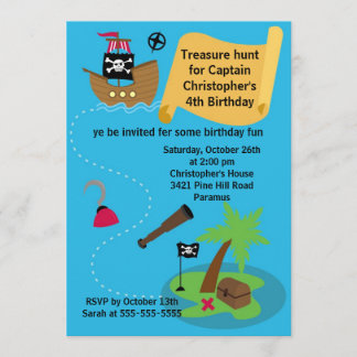 Pirate Treasure Jagd Geburtstagsparty Einladung