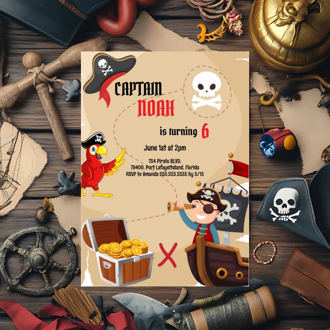 Pirate Treasure Karte Geburtstagsparty Einladung (Von Creator hochgeladen)