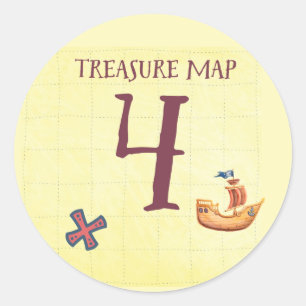 Pirate Treasure Map Alter 4 Runder Aufkleber