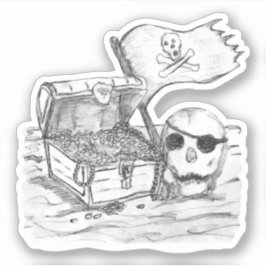 Pirate Treasure Scene Sketch Aufkleber