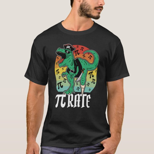 Pirate Trex Dinosaur Math Pi rate Pi Day Teacher 3 T-Shirt (Vorderseite)