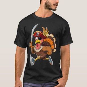 Pirate Türkei mit Schwert - Spaß Erntedank T-Shirt