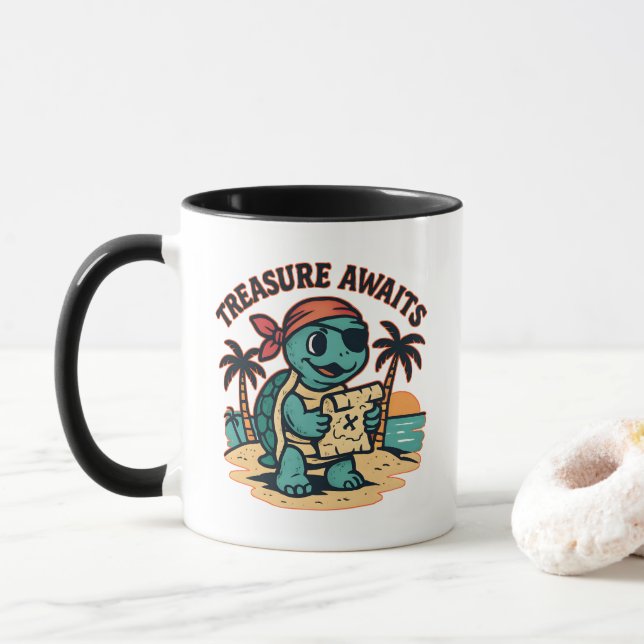 Pirate Turtle mit Schatzkarte Tasse (Mit Donut)