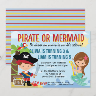 Pirate und Mermaid Einladung