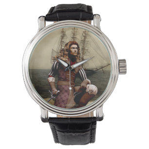 Pirate und Pirate Ship Art Armbanduhr
